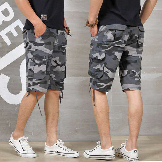 Outdoor Multi-Pocket Camo Cargo Shorts