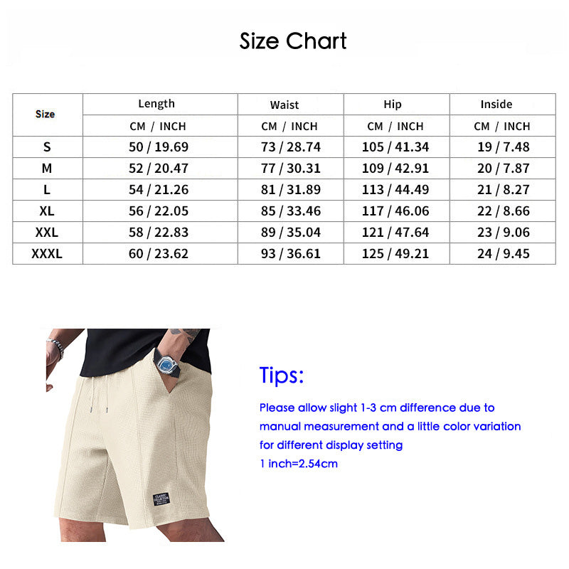 Men's Waffle Knit Casual Drawstring Shorts