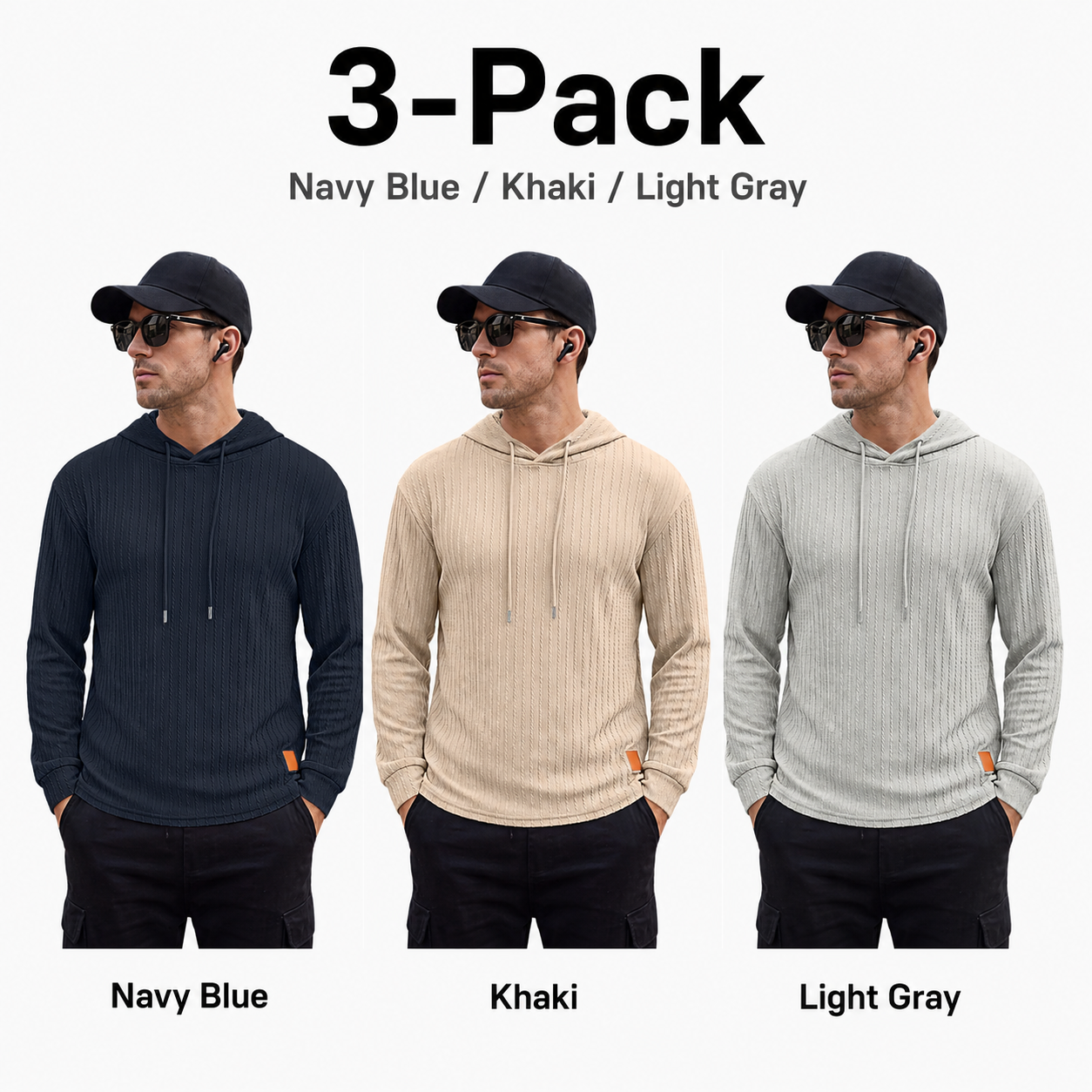 Men's Textured Hooded Polo - Quick-Dry Loose Knit Top