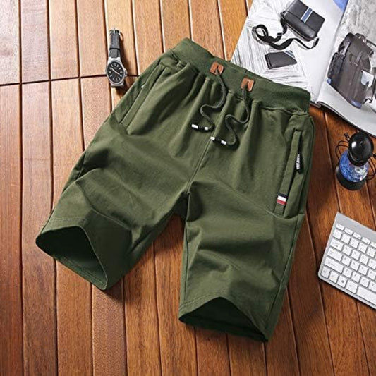 Men's Drawstring Casual Shorts with Zipper Pockets