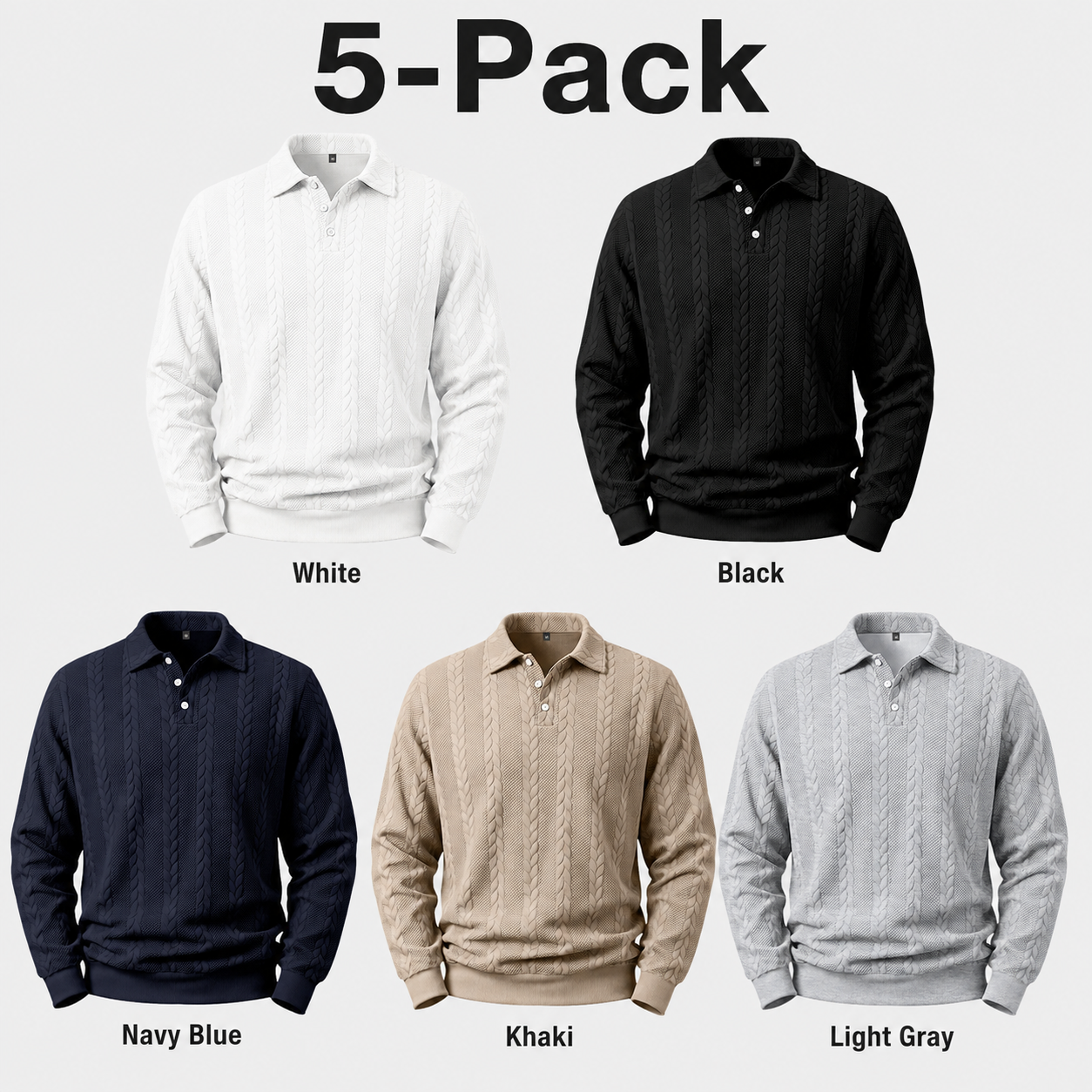 Men's Textured Knit Polo Sweater