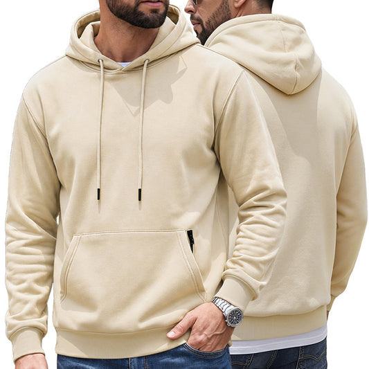 Men's Standard Weight Comfort Fit Hoodie - Solid Color with Kangaroo & Hidden Zipper Pockets