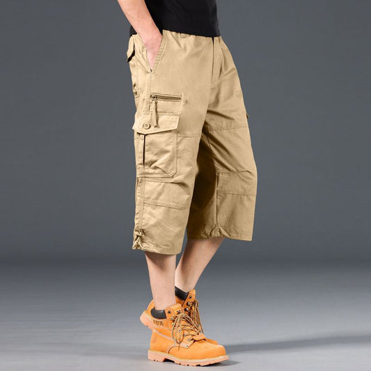 Men's Summer Lightweight Cotton Cargo Shorts Plus Size Multi-Pocket