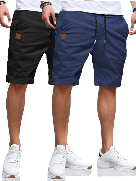 Men's Elastic Waist Casual Shorts - Loose Fit Multi-Color Shorts for Summer & Outdoor
