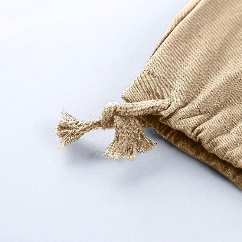 Men's Casual Cargo Pants with Multi Pockets | Relaxed Fit Drawstring Trousers