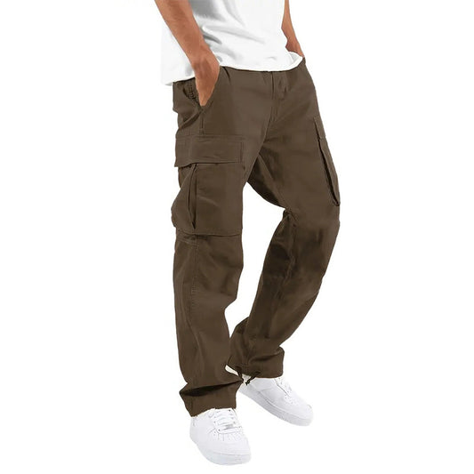 Men's Casual Cargo Pants with Multi Pockets | Relaxed Fit Drawstring Trousers