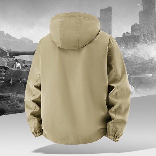 Men’s Lightweight Hooded Utility Jacket-Detachable Hood & Multi-Pocket Design
