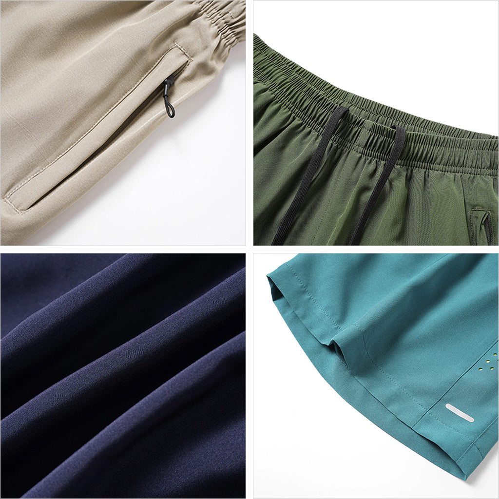Men's Quick-Dry Athletic Shorts, Breathable Elastic Workout Shorts, Lightweight Running & Gym Shorts with Zipper Pockets, Casual Summer Sports Shorts for Outdoor Activities