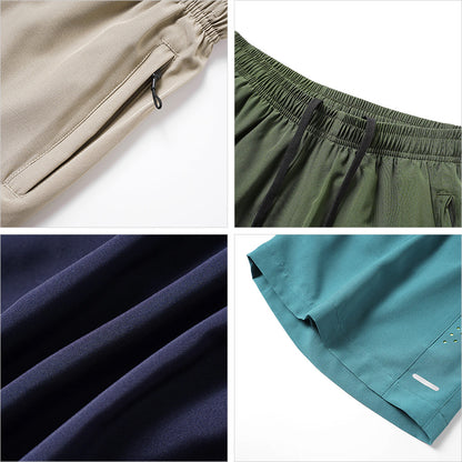 Men's Quick-Dry Athletic Shorts, Breathable Elastic Workout Shorts, Lightweight Running & Gym Shorts with Zipper Pockets, Casual Summer Sports Shorts for Outdoor Activities