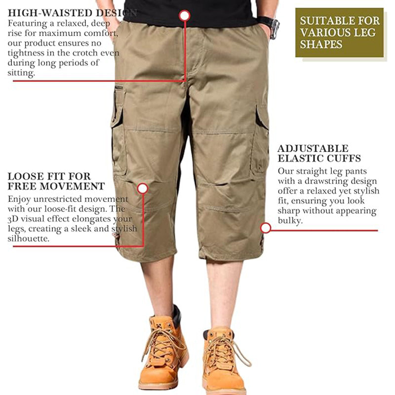 Men's Summer Lightweight Cotton Cargo Shorts Plus Size Multi-Pocket