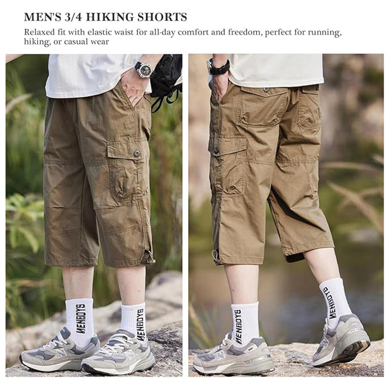 Men's Summer Lightweight Cotton Cargo Shorts Plus Size Multi-Pocket