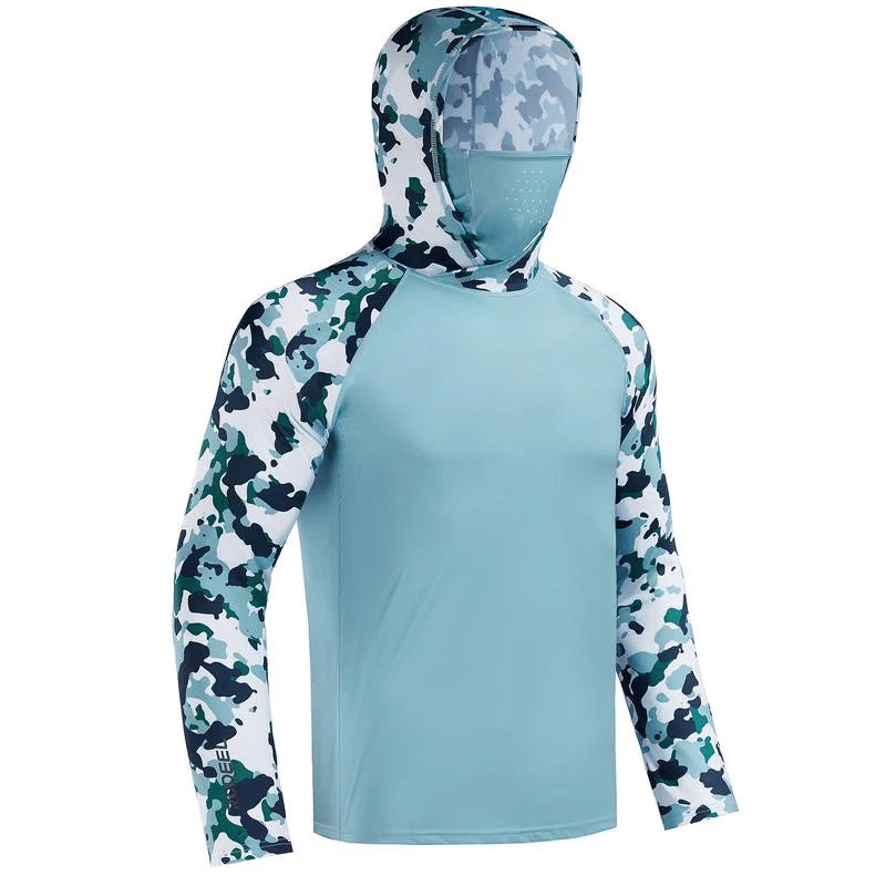 Men's 360° Sun Protection Hooded Face Cover Shirt, UPF 50+ Lightweight Outdoor Performance Hoodie