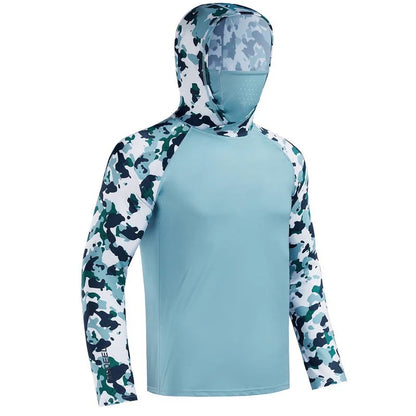 Men's 360° Sun Protection Hooded Face Cover Shirt, UPF 50+ Lightweight Outdoor Performance Hoodie