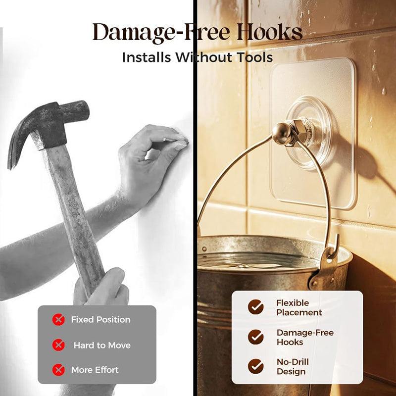 Wall Mount Self-Adhesive Hooks for Bathroom & Kitchen (20PCS)