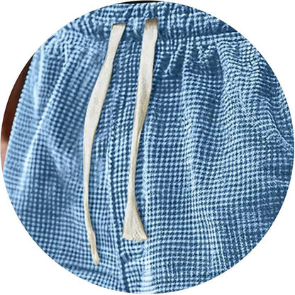 Men's Summer Waffle Knit Shorts, Loose Breathable 5" Casual Shorts, Trendy Elastic Drawstring Streetwear