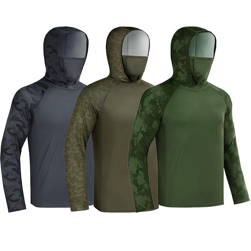 Men's 360° Sun Protection Hooded Face Cover Shirt, UPF 50+ Lightweight Outdoor Performance Hoodie
