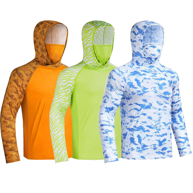 Men's 360° Sun Protection Hooded Face Cover Shirt, UPF 50+ Lightweight Outdoor Performance Hoodie