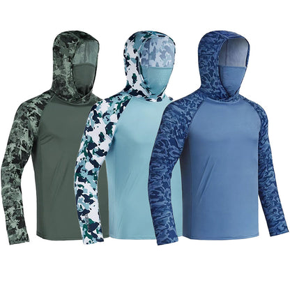 Men's 360° Sun Protection Hooded Face Cover Shirt, UPF 50+ Lightweight Outdoor Performance Hoodie
