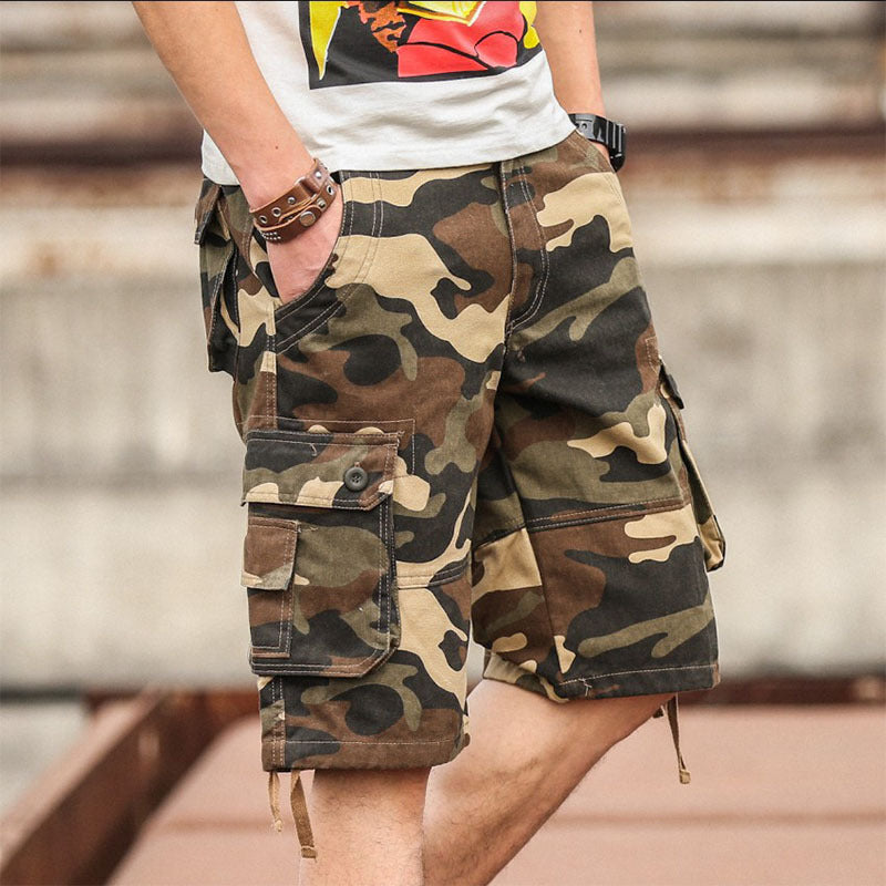 Outdoor Multi-Pocket Camo Cargo Shorts
