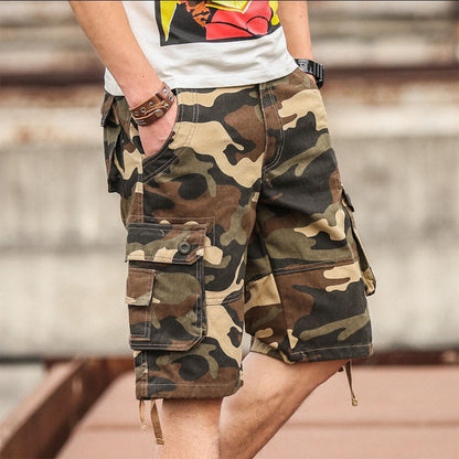 Outdoor Multi-Pocket Camo Cargo Shorts