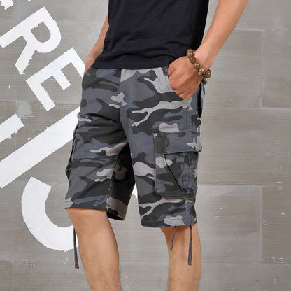 Outdoor Multi-Pocket Camo Cargo Shorts