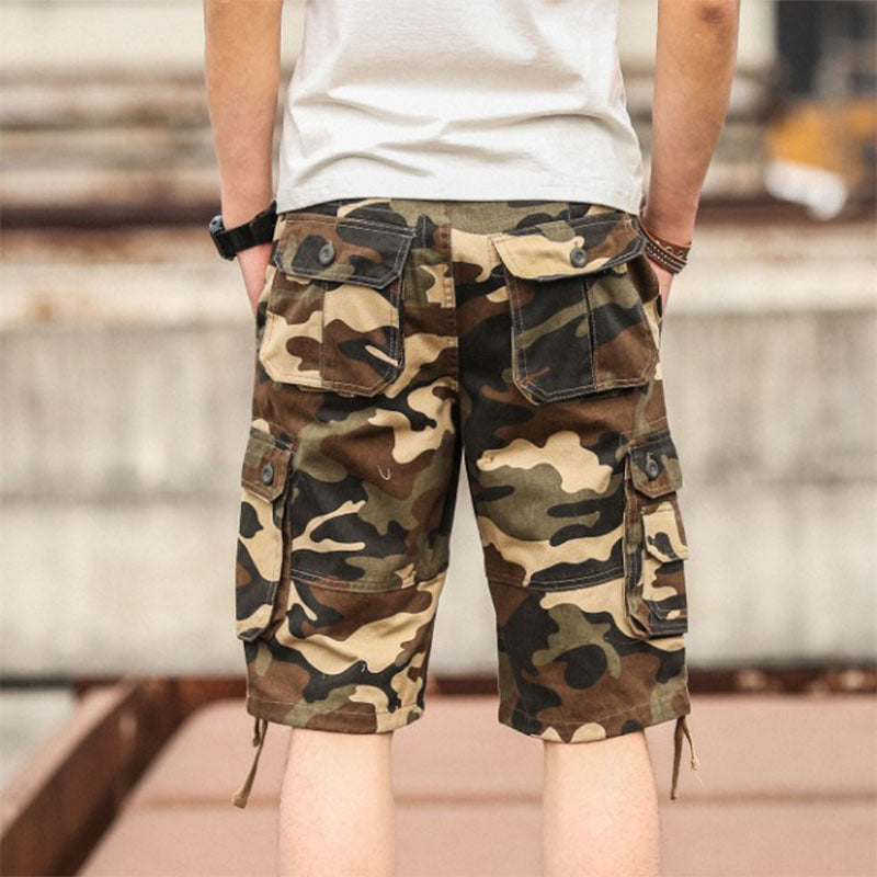 Outdoor Multi-Pocket Camo Cargo Shorts