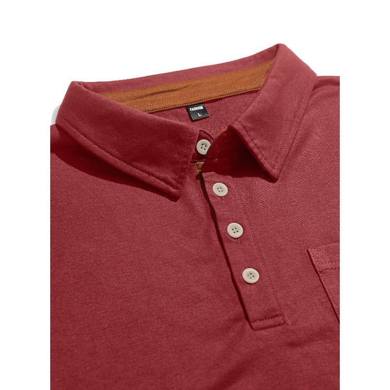 Men's Summer Spring Pocket Polo Shirt, Solid Color Short Sleeve Relaxed Fit Casual Business Top