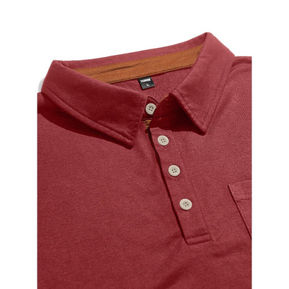 Men's Summer Spring Pocket Polo Shirt, Solid Color Short Sleeve Relaxed Fit Casual Business Top