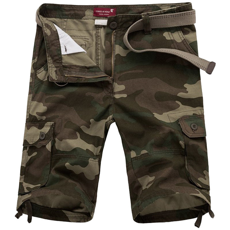 Outdoor Multi-Pocket Camo Cargo Shorts