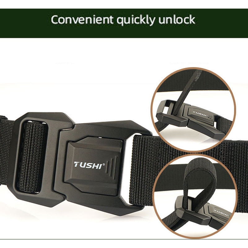 Men's Tactical Belt with Quick-Release Aluminum Buckle, 125cm(49.2")  Length Elastic Nylon Webbing Work & Everyday Belt
