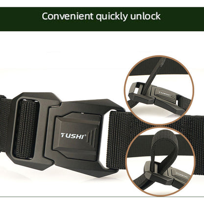 Men's Tactical Belt with Quick-Release Aluminum Buckle, 125cm(49.2")  Length Elastic Nylon Webbing Work & Everyday Belt
