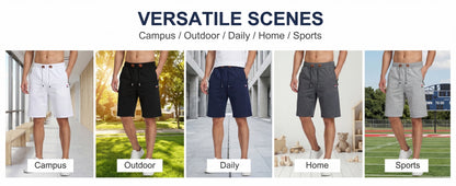 Men's Drawstring Casual Shorts with Zipper Pockets