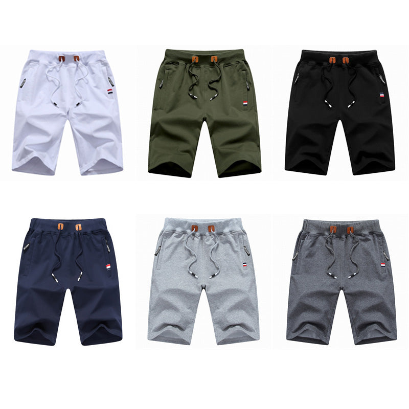 Men's Drawstring Casual Shorts with Zipper Pockets