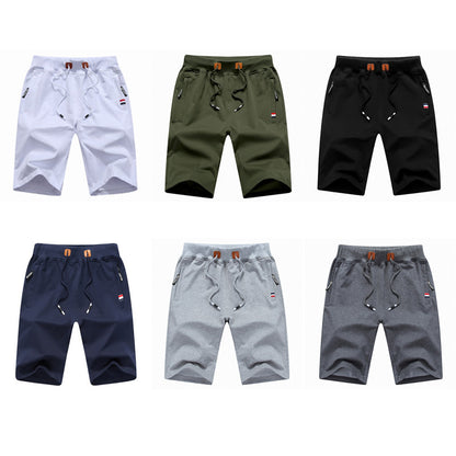 Men's Drawstring Casual Shorts with Zipper Pockets