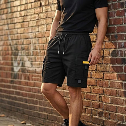 Men's Casual Cargo Shorts, Elastic Waist Drawstring Multi-Pocket Summer Shorts