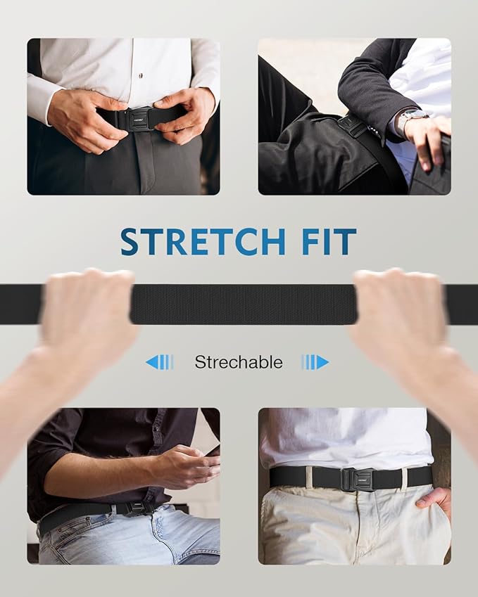 Men's Tactical Belt with Quick-Release Aluminum Buckle, 125cm(49.2")  Length Elastic Nylon Webbing Work & Everyday Belt