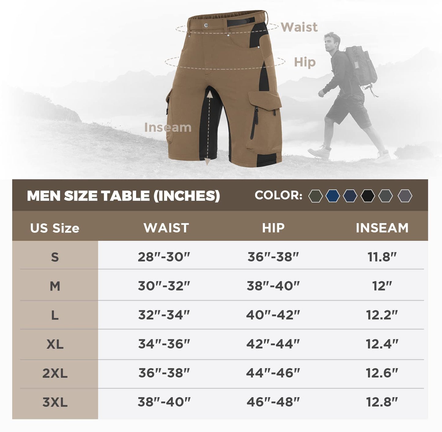Men's Outdoor Hiking & Bike Cargo Shorts