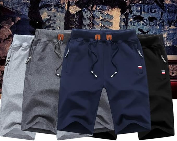 Men's Drawstring Casual Shorts with Zipper Pockets