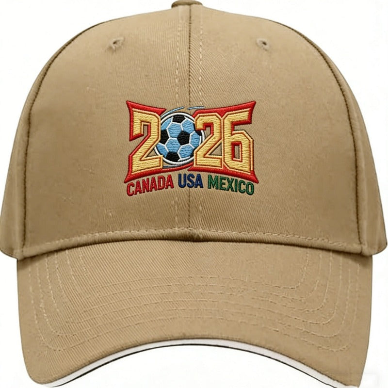 2026 World Cup Embroidered Baseball Cap, Canada USA Mexico Soccer Dad Hat