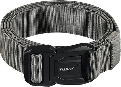 Men's Tactical Belt with Quick-Release Aluminum Buckle, 125cm(49.2")  Length Elastic Nylon Webbing Work & Everyday Belt