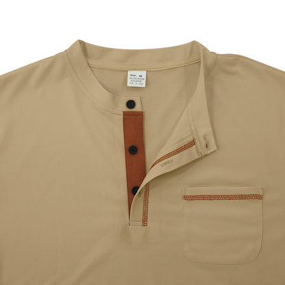 Men's Short Sleeve Henley Shirt, Quick Dry Casual Slim Fit Tee with Contrast Trim
