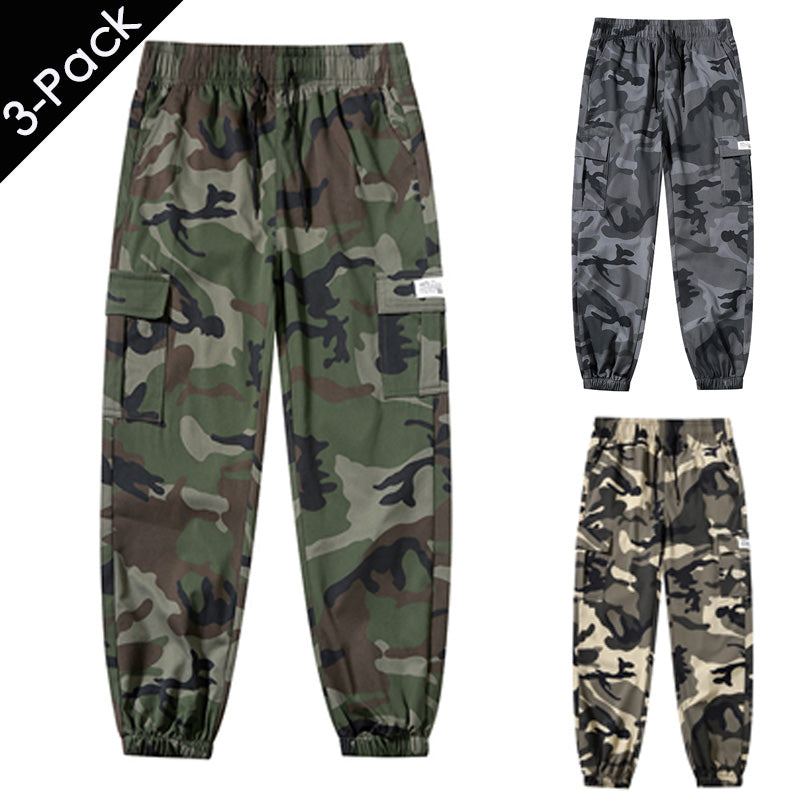 Men's Camo Cargo Joggers, Loose Fit Multi-Pocket Casual Street Pants