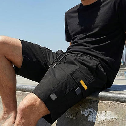 Men's Casual Cargo Shorts, Elastic Waist Drawstring Multi-Pocket Summer Shorts