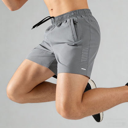Men's Quick-Dry Athletic Shorts, Breathable Elastic Workout Shorts, Lightweight Running & Gym Shorts with Zipper Pockets, Casual Summer Sports Shorts for Outdoor Activities