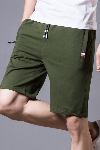 Men's Drawstring Casual Shorts with Zipper Pockets
