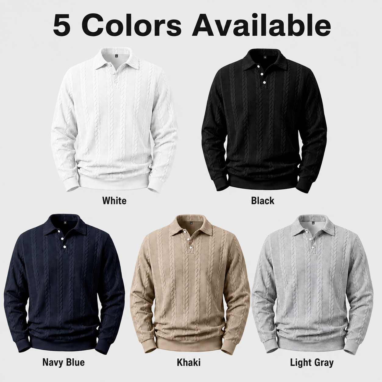 Men's Textured Knit Polo Sweater