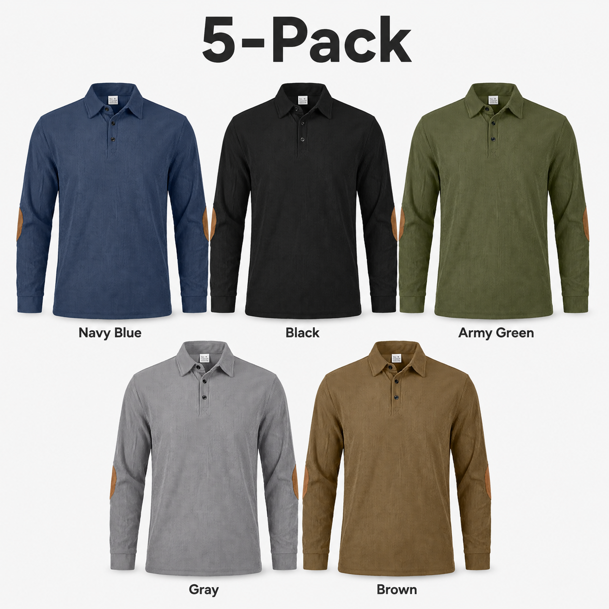 Men's Corduroy Quarter Placket Pullover – Leather Elbow Patches for Spring & Fall