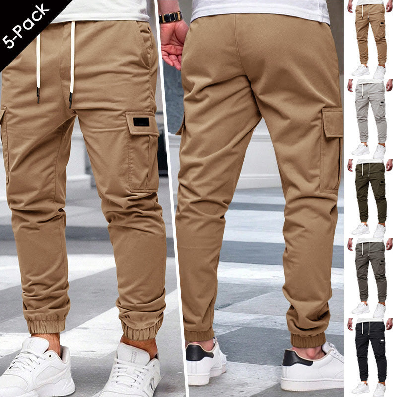 Men's Slim Fit Cargo Jogger Pants - Multi-Pocket Casual Trousers with Elastic Drawstring Waist