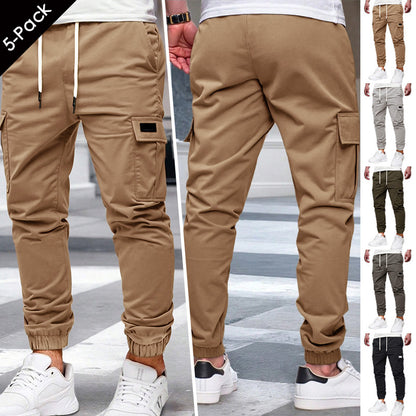 Men's Slim Fit Cargo Jogger Pants - Multi-Pocket Casual Trousers with Elastic Drawstring Waist