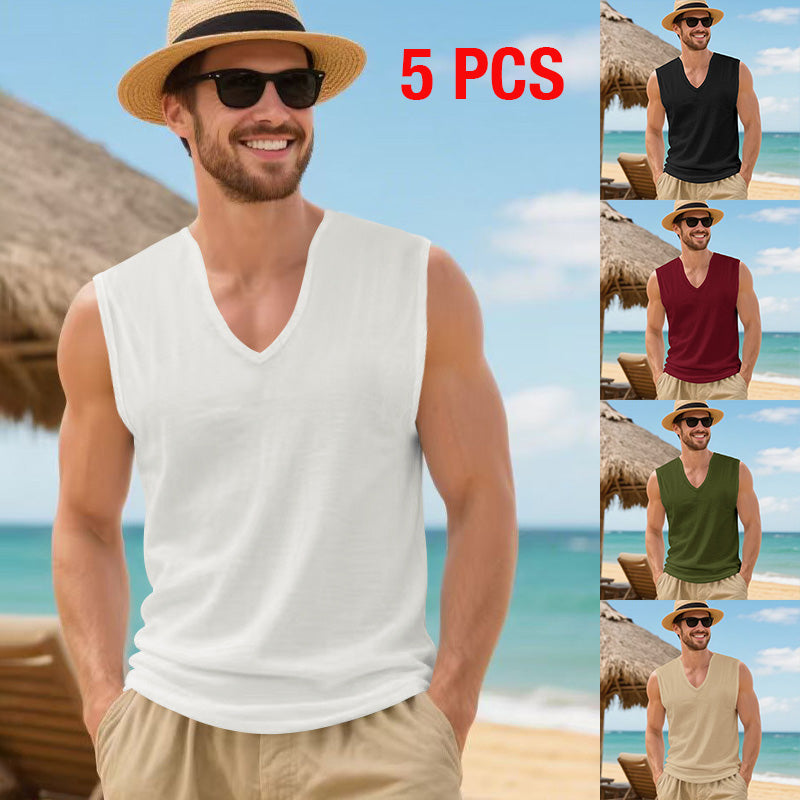 Men V Neck Loose Quick Dry Breathable Summer Tank Top